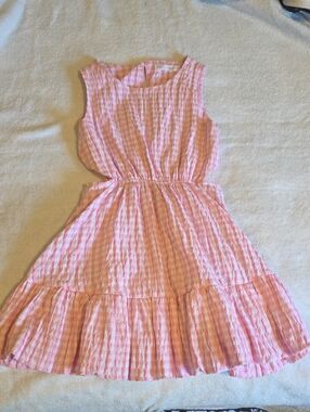 Girls' Pink Gingham Tiered Summer Dress